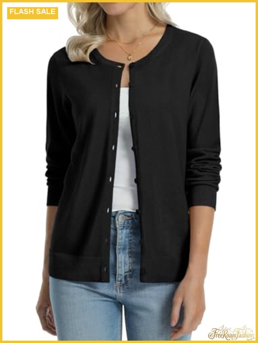Women's 100% Cotton Lightweight Button-Down Cardigan Long Sleeve